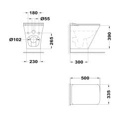 Inodoro suspendido blanco DESSIN Rimless | Strohm Teka