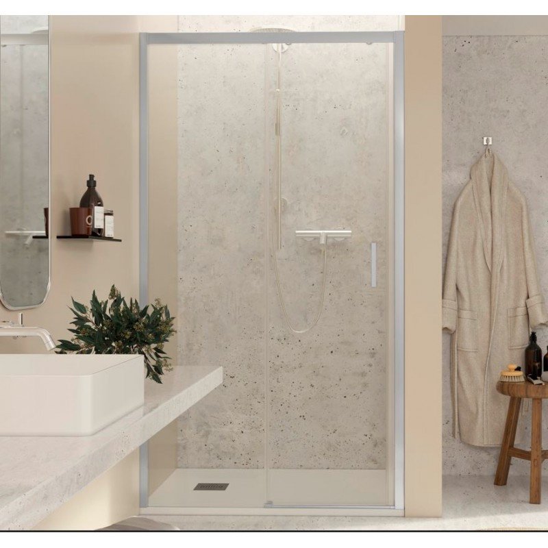 Mampara Frontal - Perfilaría Cromo - 1 Puerta + 1 Fijo - F1