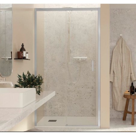 Mampara Frontal - Perfilaría Cromo - 1 Puerta + 1 Fijo - F1