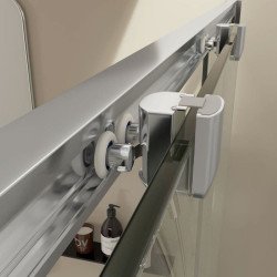 Mampara Frontal - Perfilaría Cromo - 1 Puerta + 1 Fijo - F1