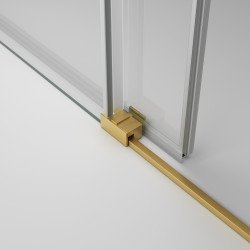 Mampara Frontal - Perfilaría Oro - 1 Puerta + 1 Fijo - Basic