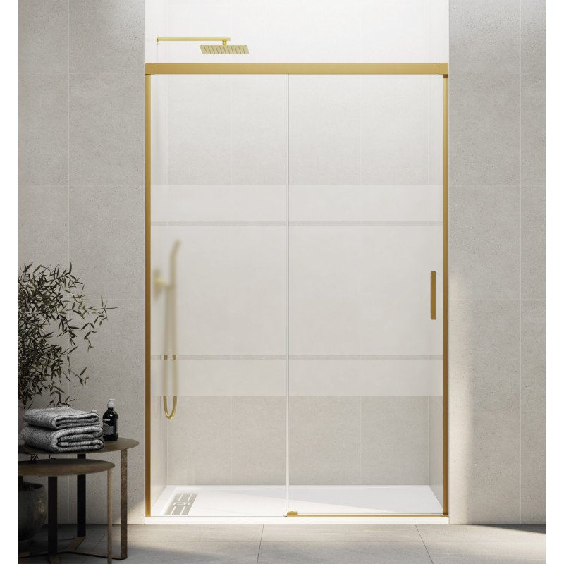 Mampara Frontal - Perfilaría Oro - 1 Puerta + 1 Fijo - Basic Mampara Frontal - Perfilaría Oro - 1 Puerta + 1 Fijo - Basic
