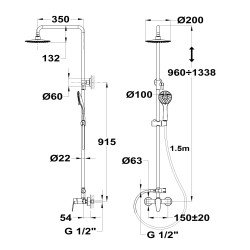 Columna de ducha monomando cromo MANACOR | Diseño moderno
