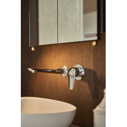 Grifo de Lavabo Pared ITACA | Strohm Negro, Cromo, Bronce