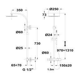 Columna ducha termostática Itaca | Negro, cromo y bronce