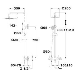 Columna Ducha Termostática MANACOR | Strohm Teka Cromo